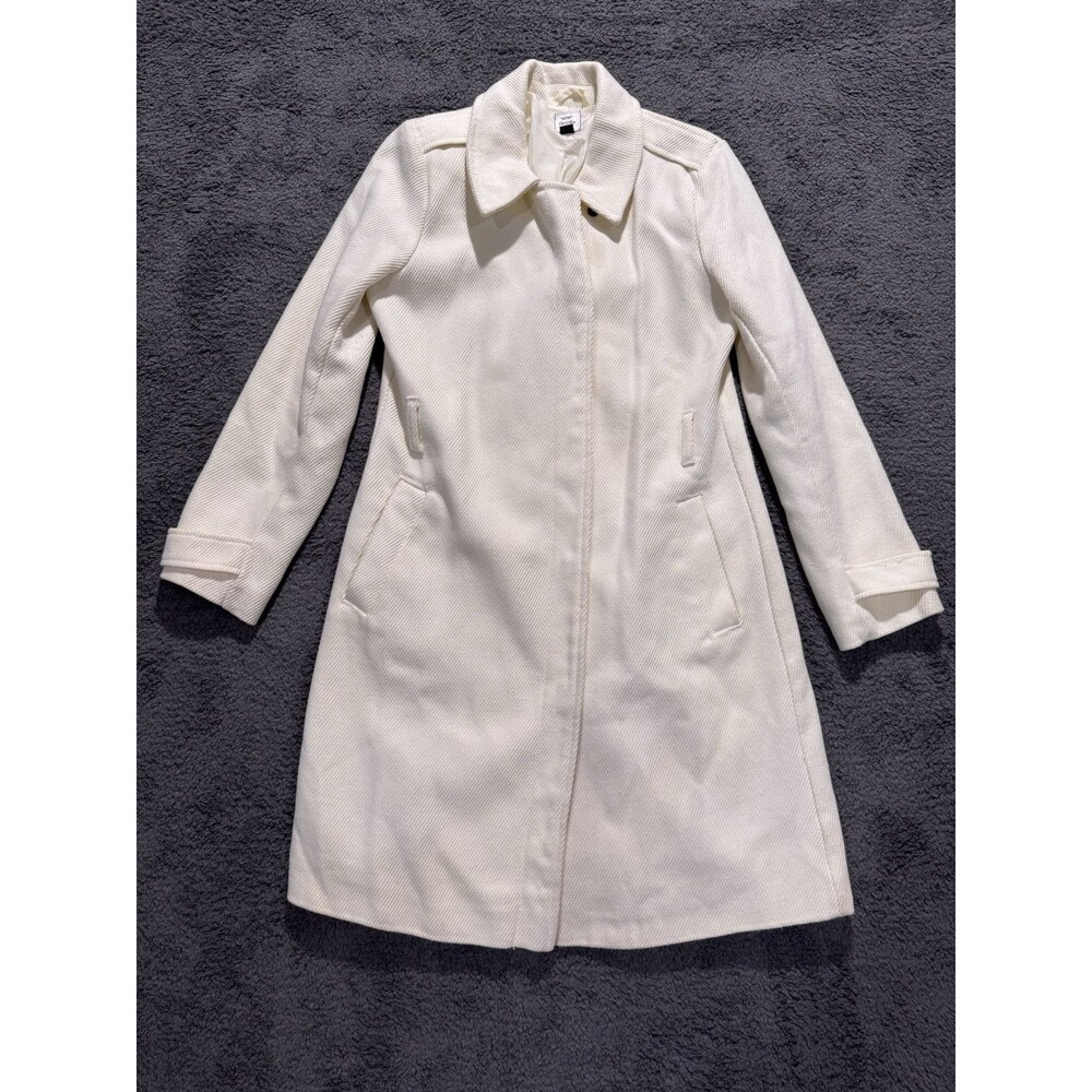 Old Navy Women's Long Sleeve Ivory Trench Coat Italian Fabric San Fran New York